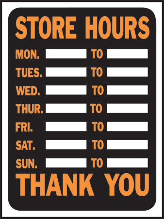 (image for) Sign 9x12 "store Hours"