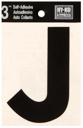 (image for) Letter 3"'J'Die-Cut Blk Vinyl