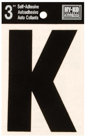 (image for) Letter 3"'K'Die-Cut Blk Vinyl