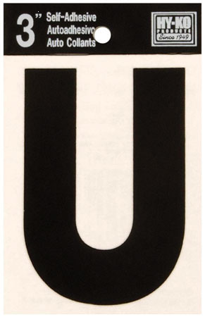 (image for) Letter 3"'U'Die-Cut Blk Vinyl