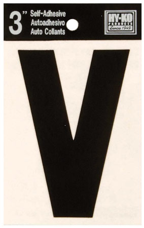 (image for) Letter 3"'V'Die-Cut Blk Vinyl