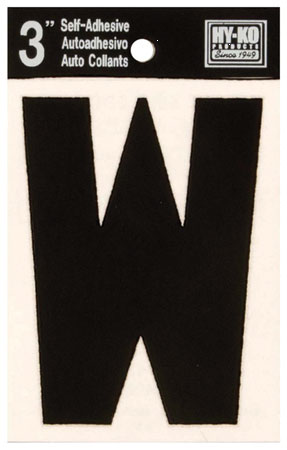 (image for) Letter 3"'W'Die-Cut Blk Vinyl